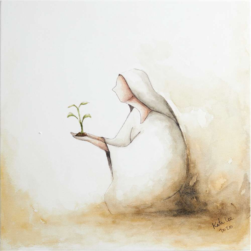 16"x16" Canvas Giclee 'Nourish the Word' by Kate Lee - Like New