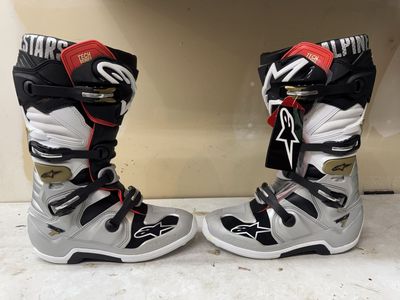Alpinestars Tech 7 Motocross Boots - Silver/Black/White/Red - Size 13 - Brand New with Tags