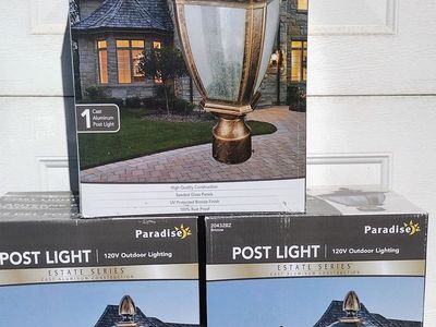 Paradise Marquis 19.7" Bronze 120V Outdoor Post Light, Cast Aluminum, Estate Series (Set of 3)