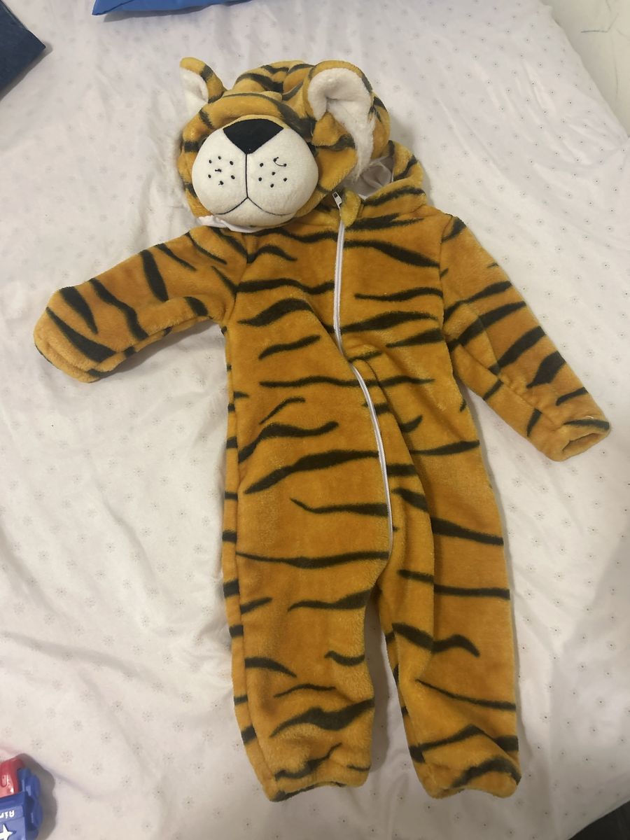 Plush Tiger Costume Romper with Hood