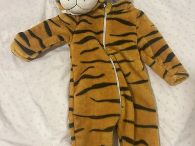 Plush Tiger Costume Romper with Hood