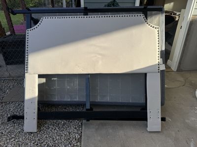 Upholstered Full Size Headboard with frame, box spring and mattress