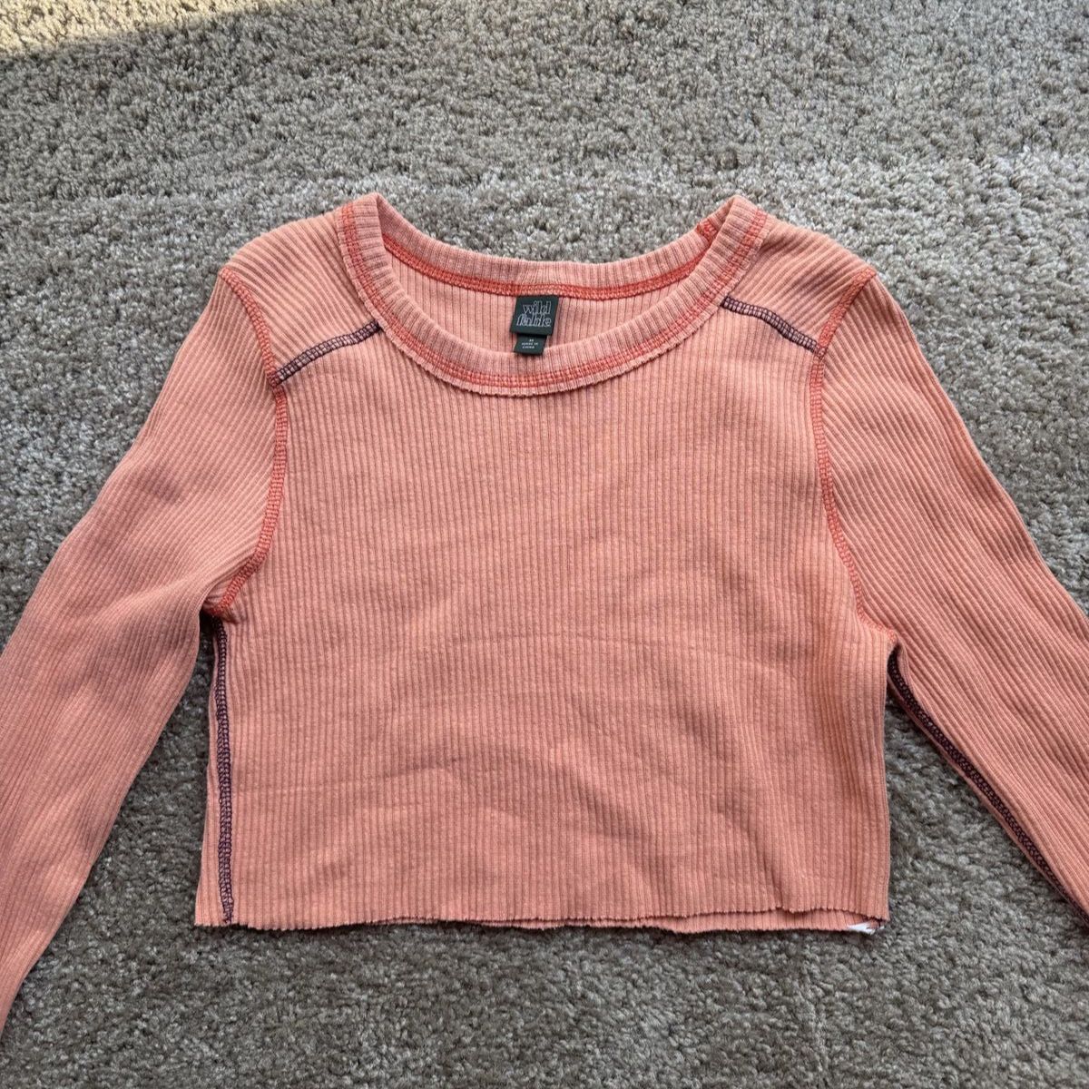 Wild Fable Long Sleeve Ribbed Crop Top orange Size M