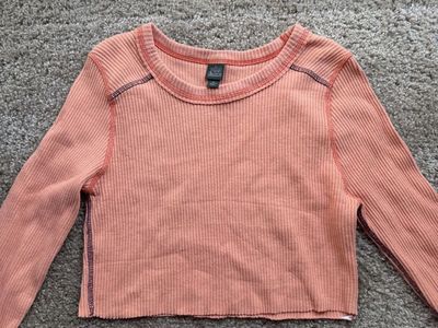 Wild Fable Long Sleeve Ribbed Crop Top orange Size M