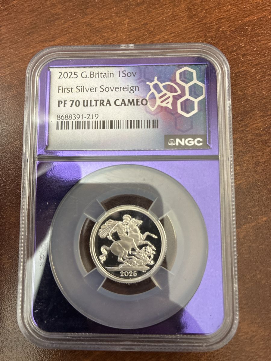 2025 Great Britain First Silver Sovereign 1 Sov NGC PF 70 Ultra Cameo