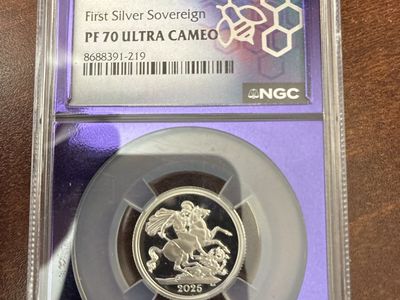 2025 Great Britain First Silver Sovereign 1 Sov NGC PF 70 Ultra Cameo