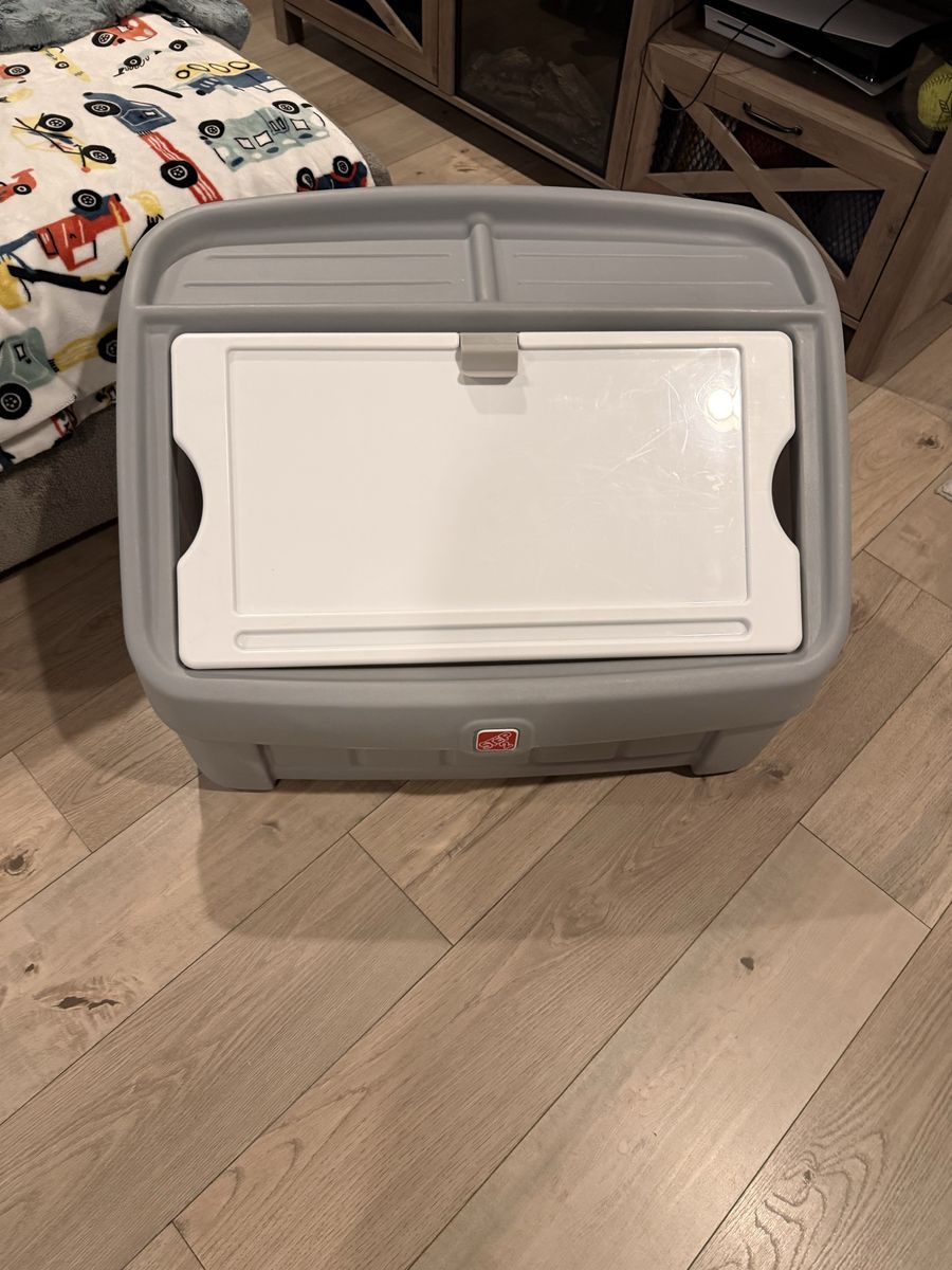 Step2 Grey Art Desk with White Lid - Kids' Activity Table & Toy Box