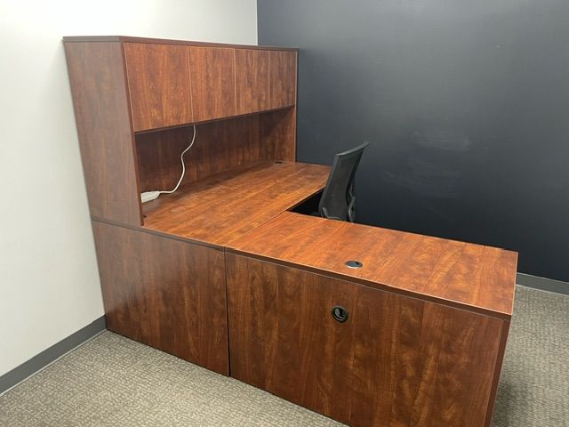 Executive Office Desk With Hutch and Desk Extension
