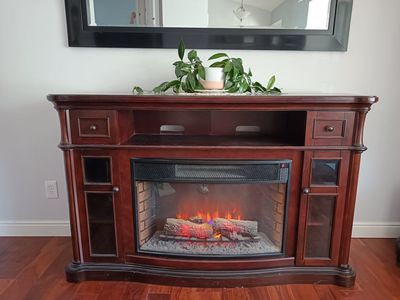 Wooden Electric Fireplace TV Stand Media Console with Storage