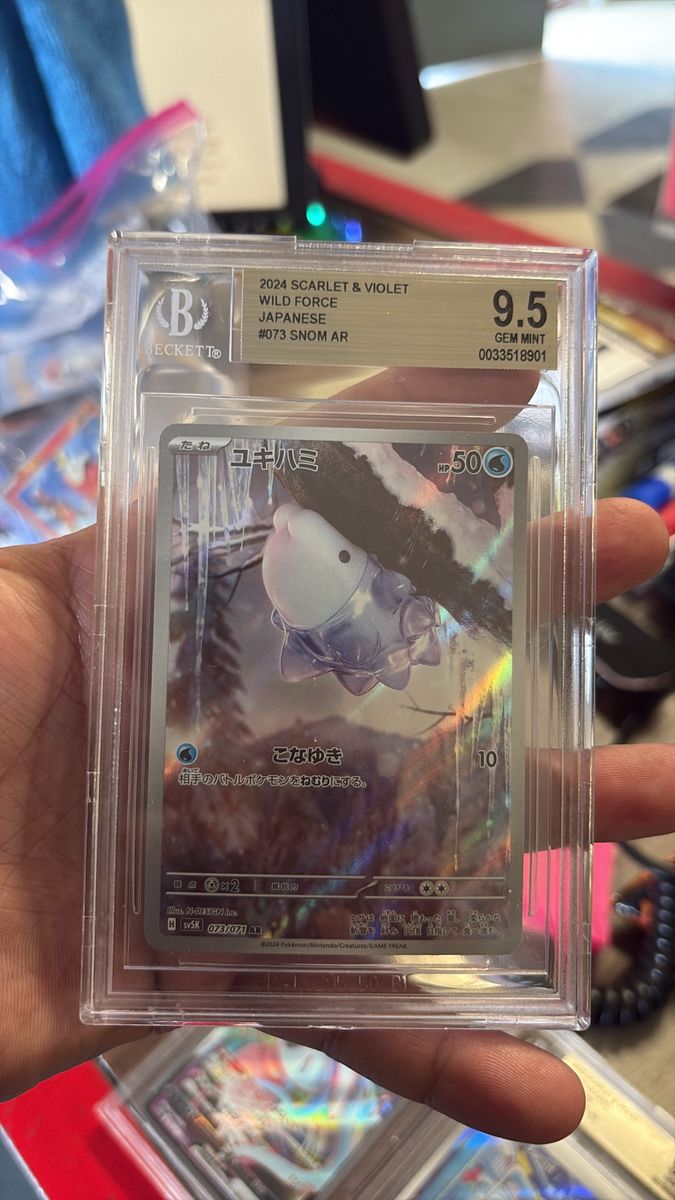 2024 Pokemon Scarlet & Violet Wild Force Japanese Snom AR #073 Beckett 9.5 Gem Mint Card