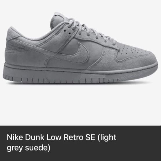 Nike Dunk Low Retro SE Light Grey Suede Size 11 Mens