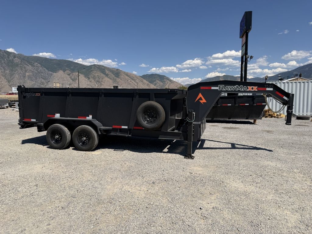 2026 RawMaxx 7x16 14k LPX Low-Pro 13lb I-Beam Gooseneck Telescopic Dump Trailer