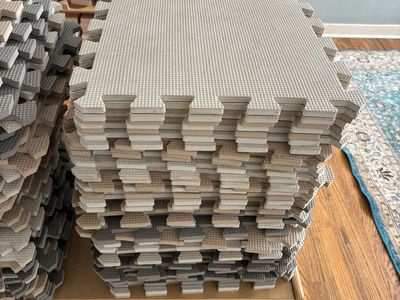 Interlocking EVA Foam Floor Tiles Set - Neutral Grey, Beige & Off-White