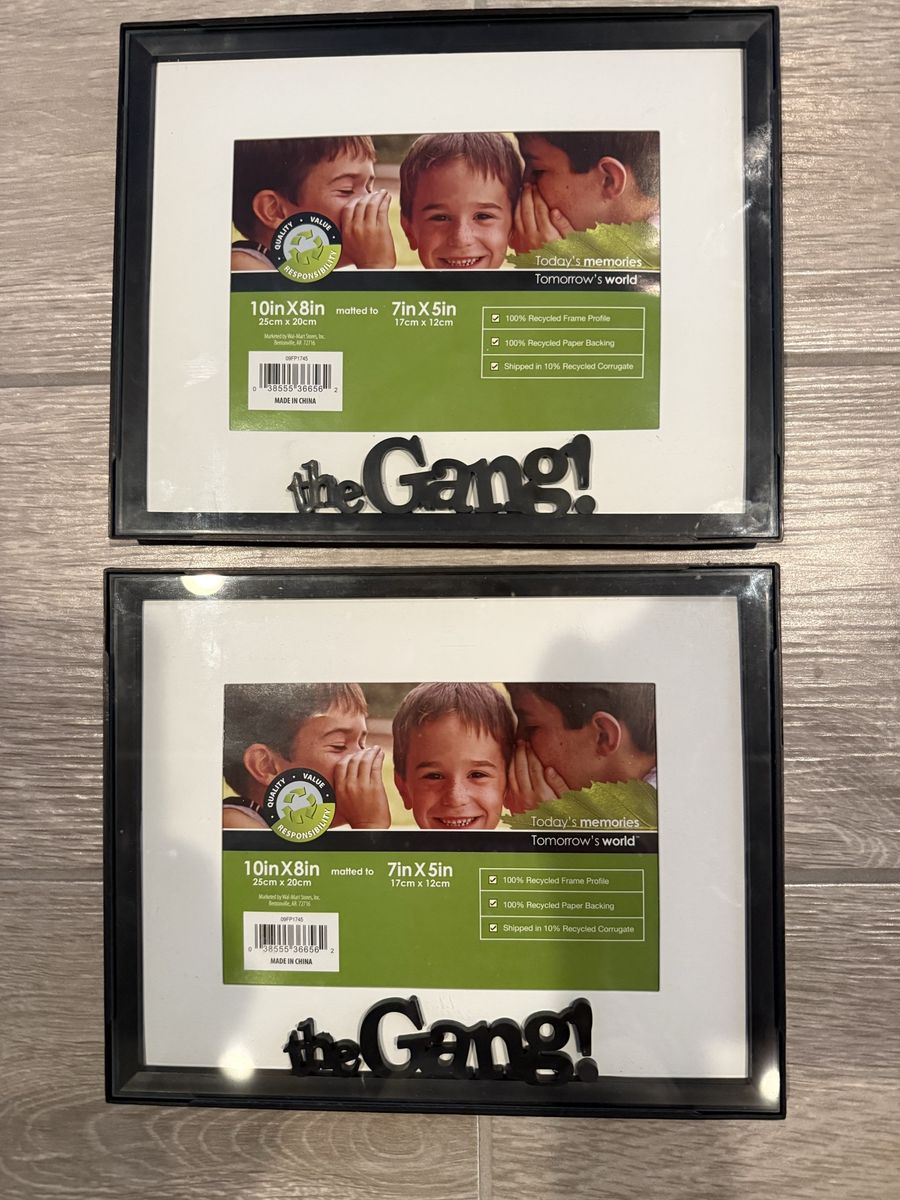 Set of 2 Black 10in x 8in Matted Picture Frames with "the Gang!" Accent