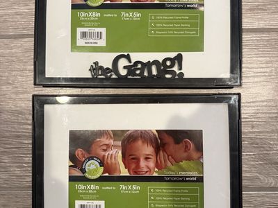 Set of 2 Black 10in x 8in Matted Picture Frames with "the Gang!" Accent