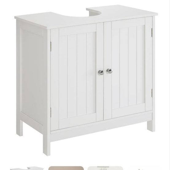 White Pedestal Sink Bathroom Vanity Cabinet, Unused Storage Unit