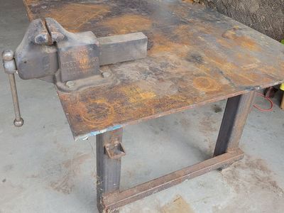 4x8 ft Welding/Fab Table w/ Vintage Vice