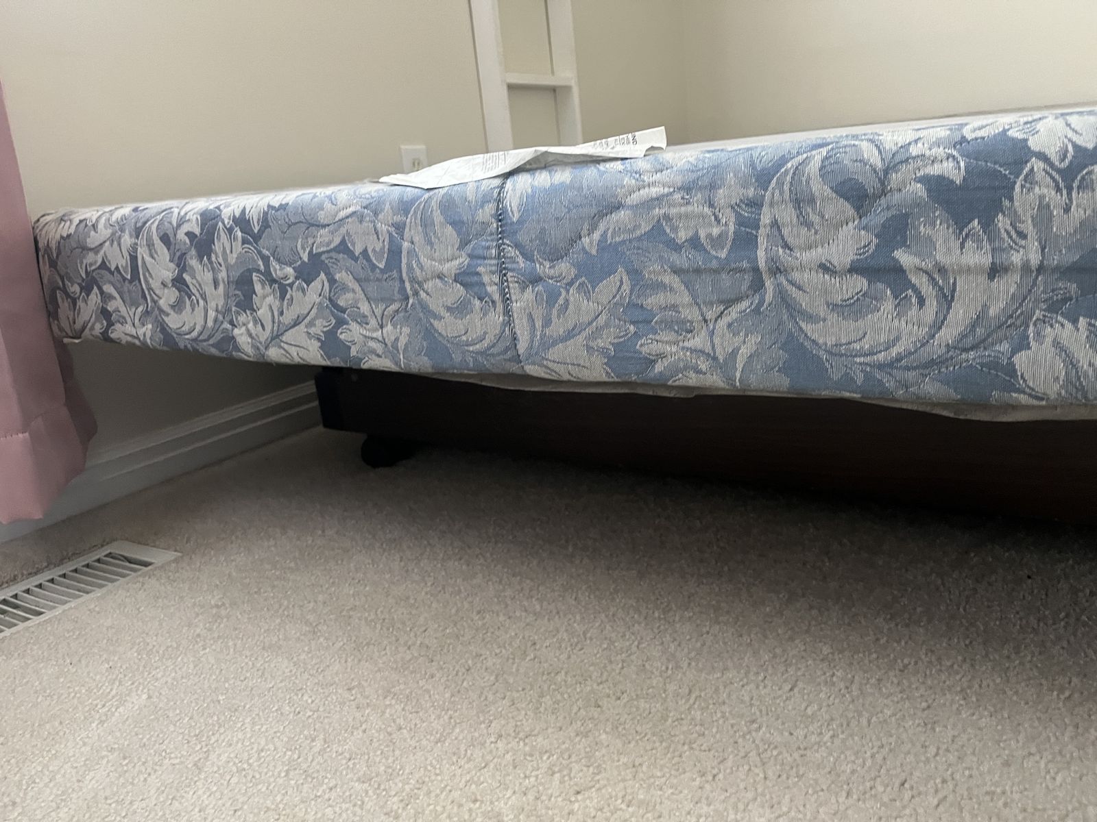 Full Size Adjustable Bed Foundation - Blue/White Pattern. Comes with remote control.
