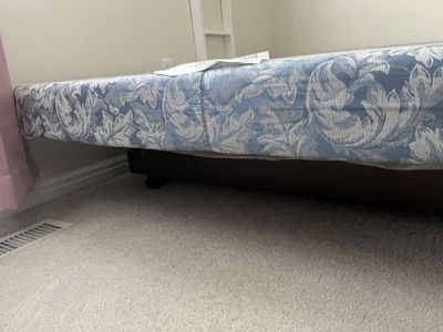 Full Size Adjustable Bed Foundation - Blue/White Pattern. Comes with remote control.