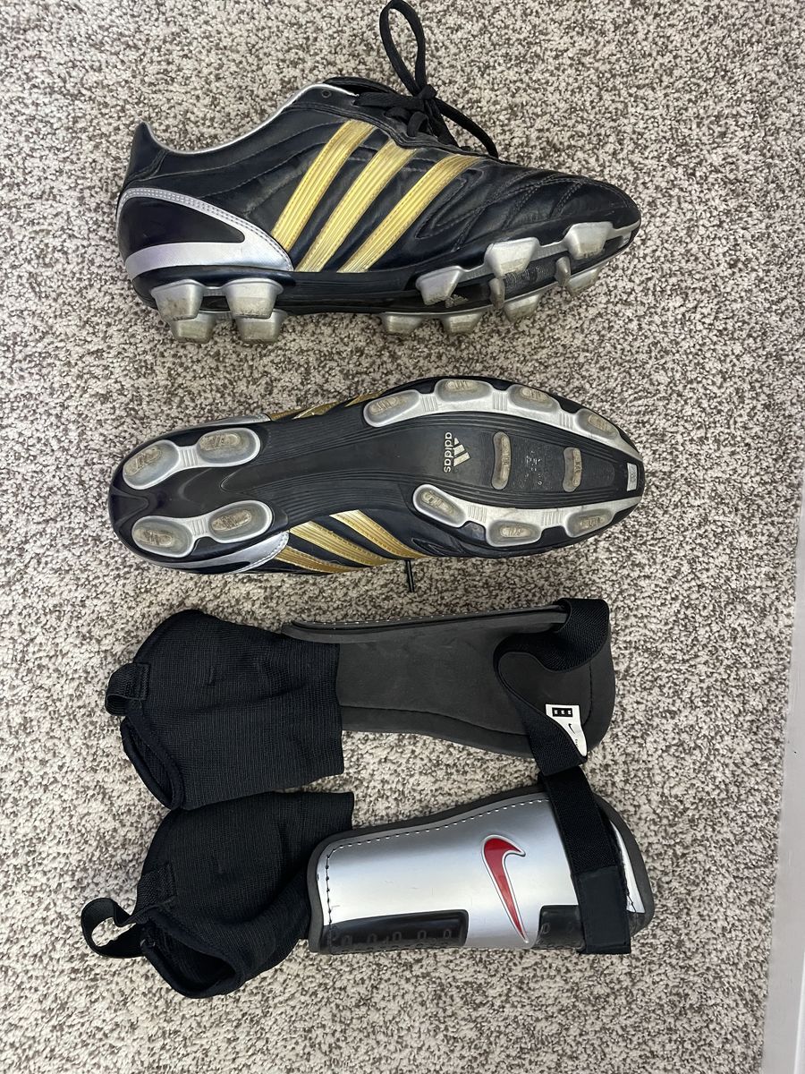 Soccer shoes and shin guards