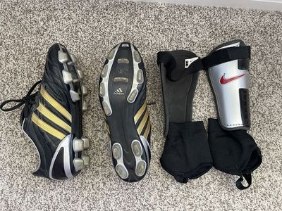 Soccer shoes and shin guards