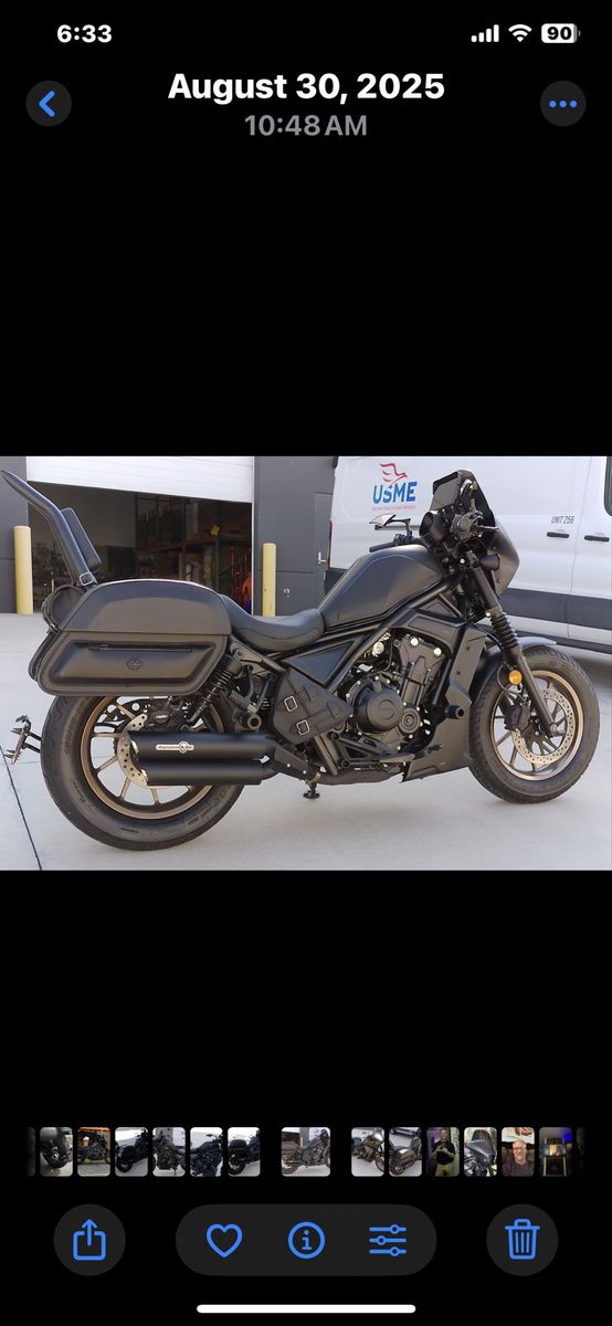 2024 Honda Rebel 500 Custom Cruiser Motorcycle - Blacked Out, Saddlebags, Sissy Bar