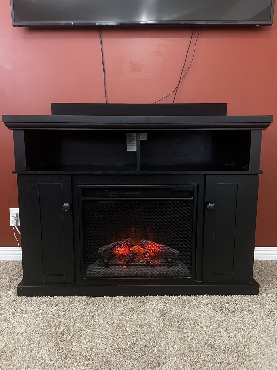 Black electric fireplace