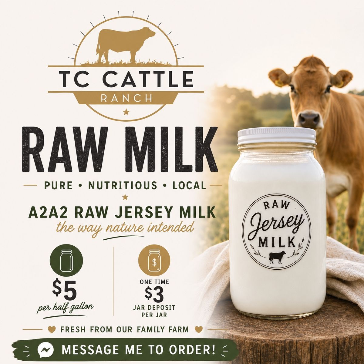 Raw jersey milk