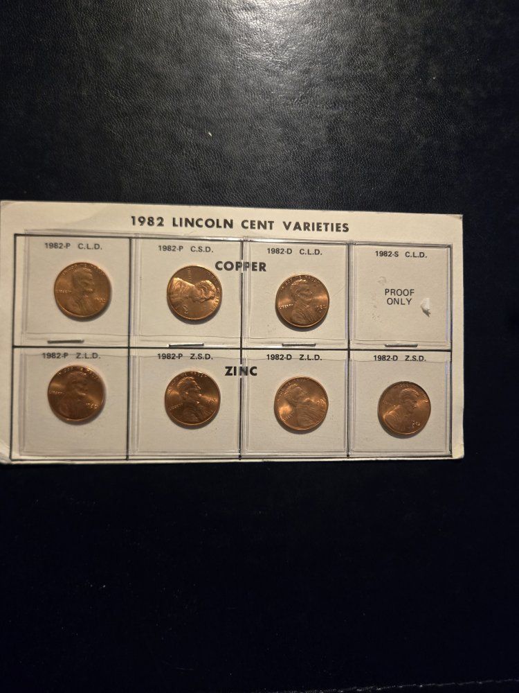 1982 Lincoln Cent Varieties Coin Collection - Copper & Zinc Pennies - Collectible Set
