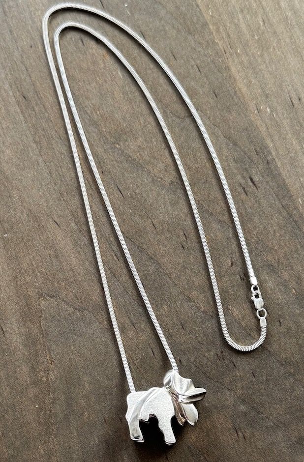 Silver Moose Pendant Necklace