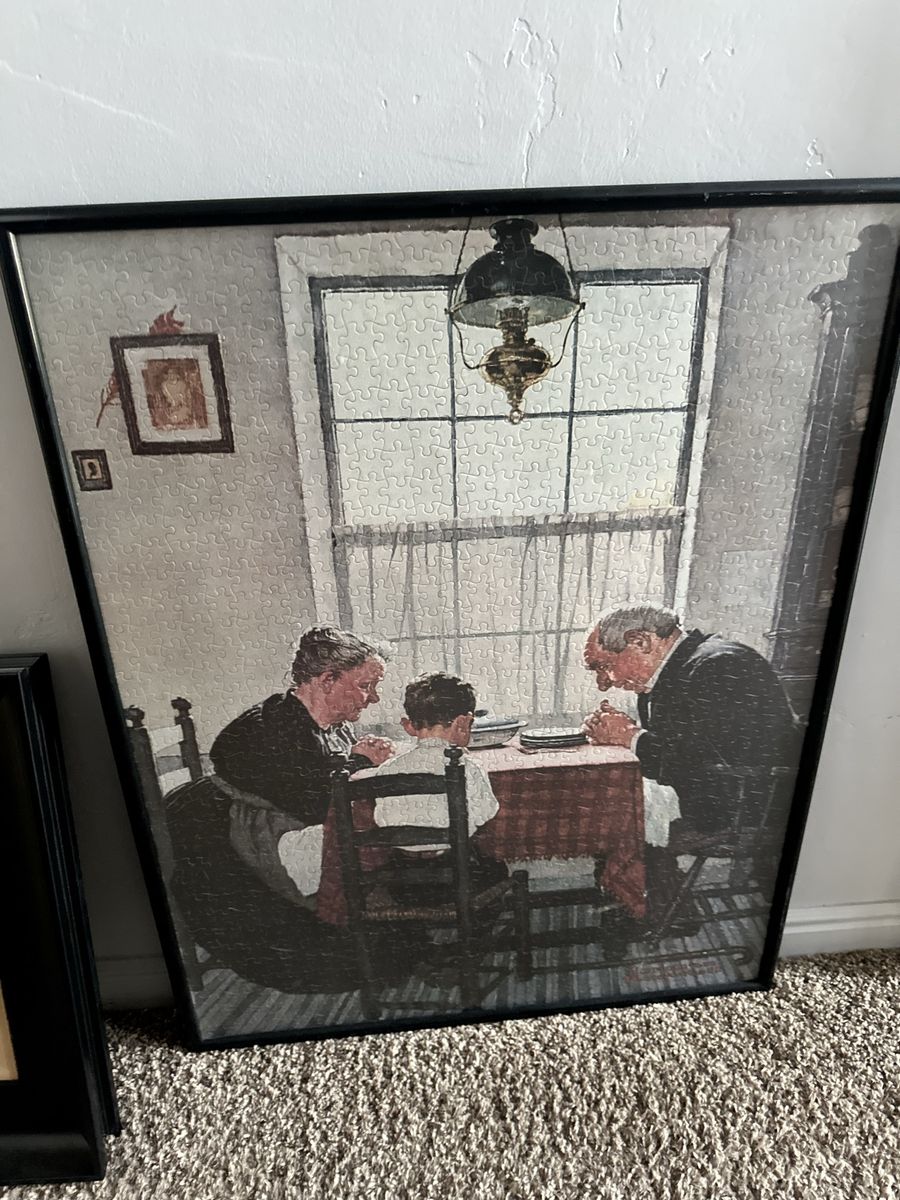 Picture puzzle glued & framed