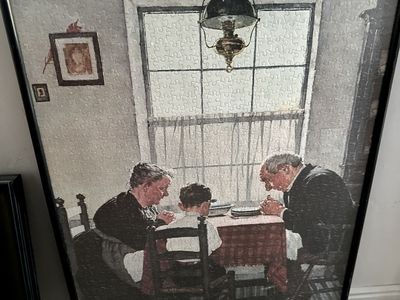 Picture puzzle glued & framed