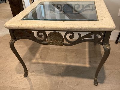 Glass and marble coffee table