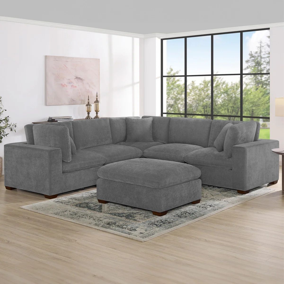 Lowell 6-piece Fabric Modular Sectional by Thomasville Dark Gray 1783043 #105473