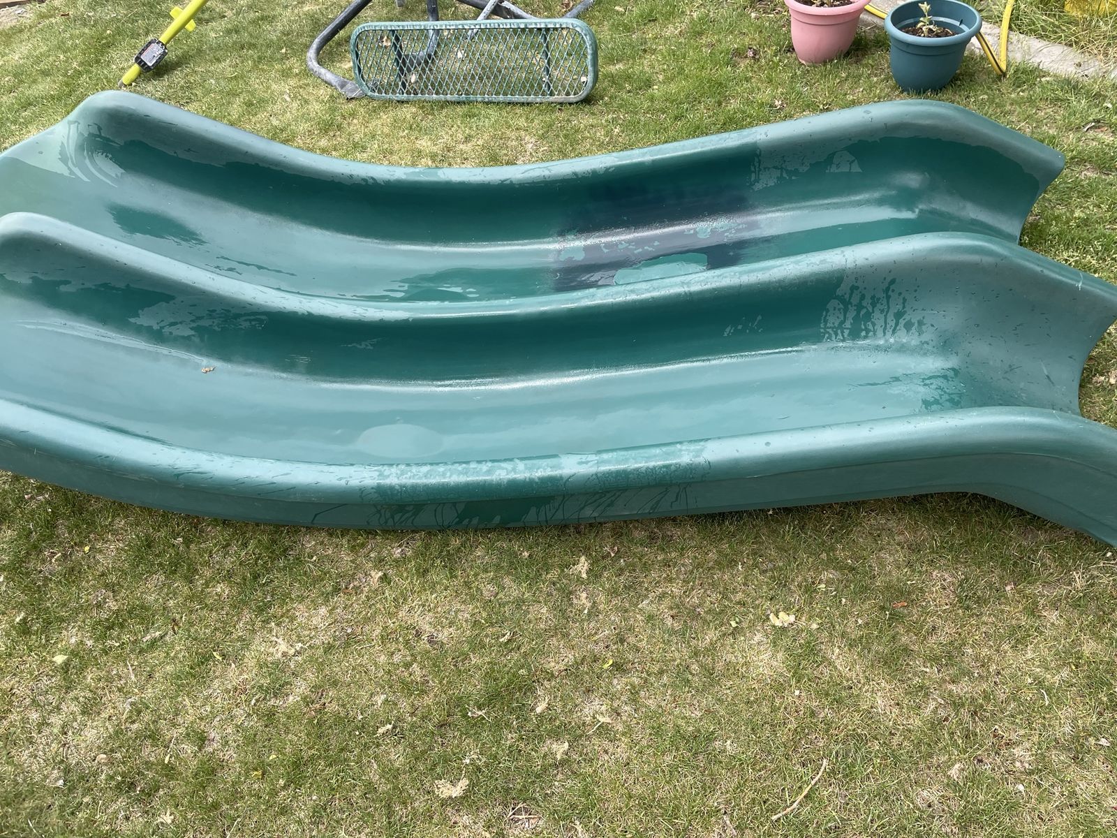 Outdoor Green Wave Slide for Swing Set or Playset, Durable Plastic Construction