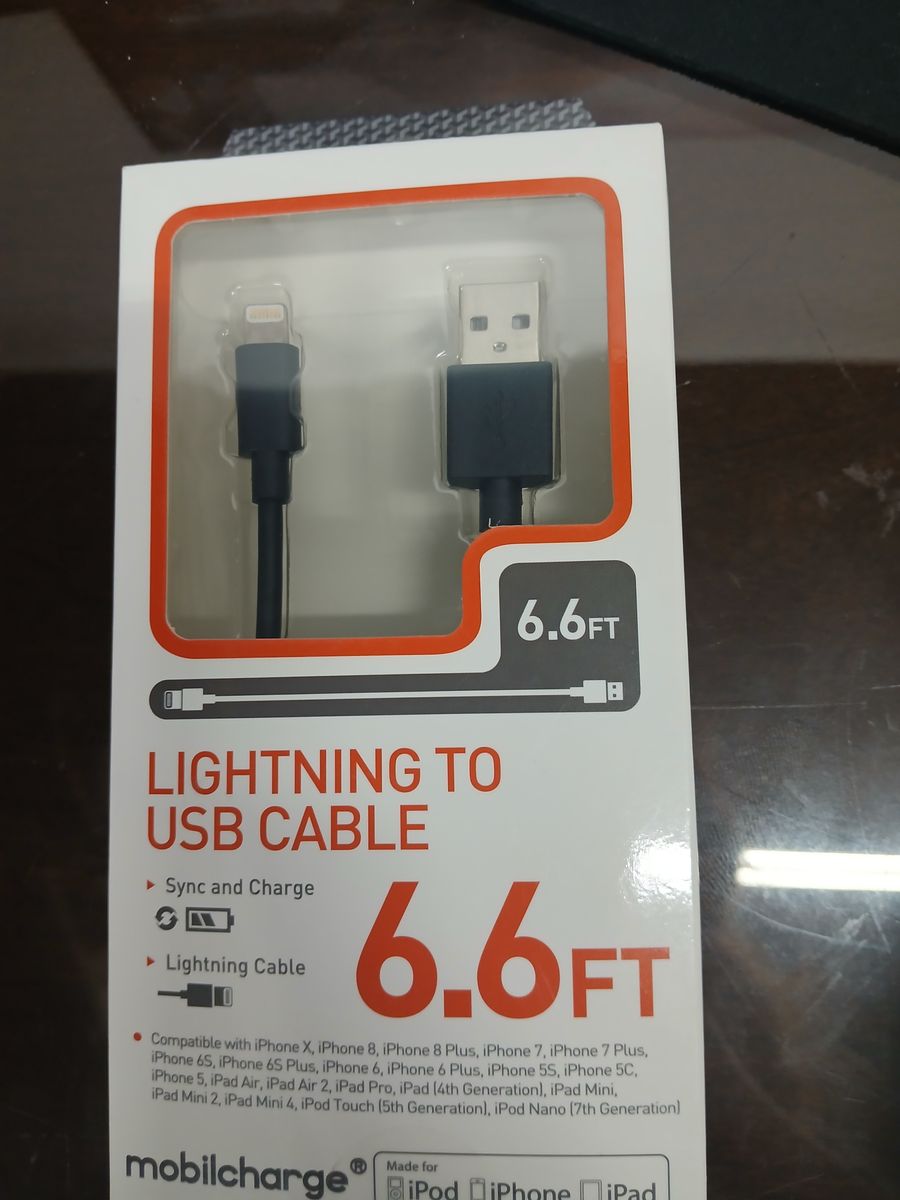 Mobilcharge 6.6FT Lightning to USB Cable for iPhone, iPad, iPod - Sync & Charge
