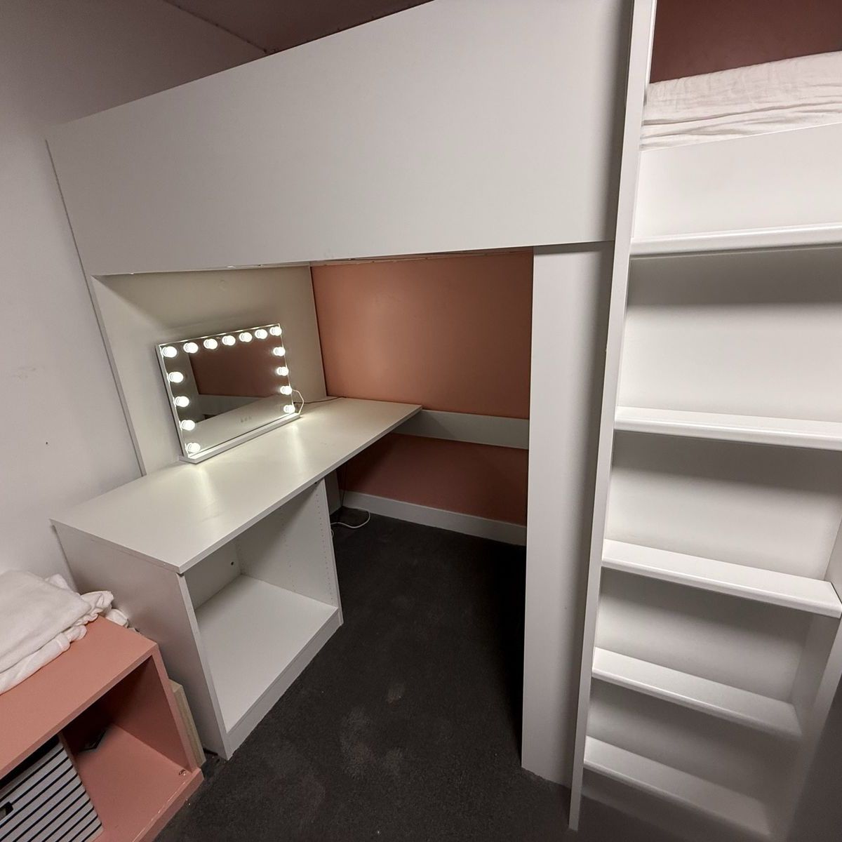 ILEA White Loft Bed Frame with Desk and Storage - Space-Saving Solution