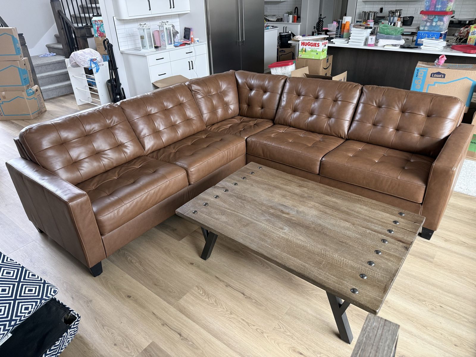 Leather sectional sofa