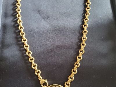 Tiffany & Co. Return To Tiffany Necklace. 18K Yellow Gold 15.5” Box & Pouch