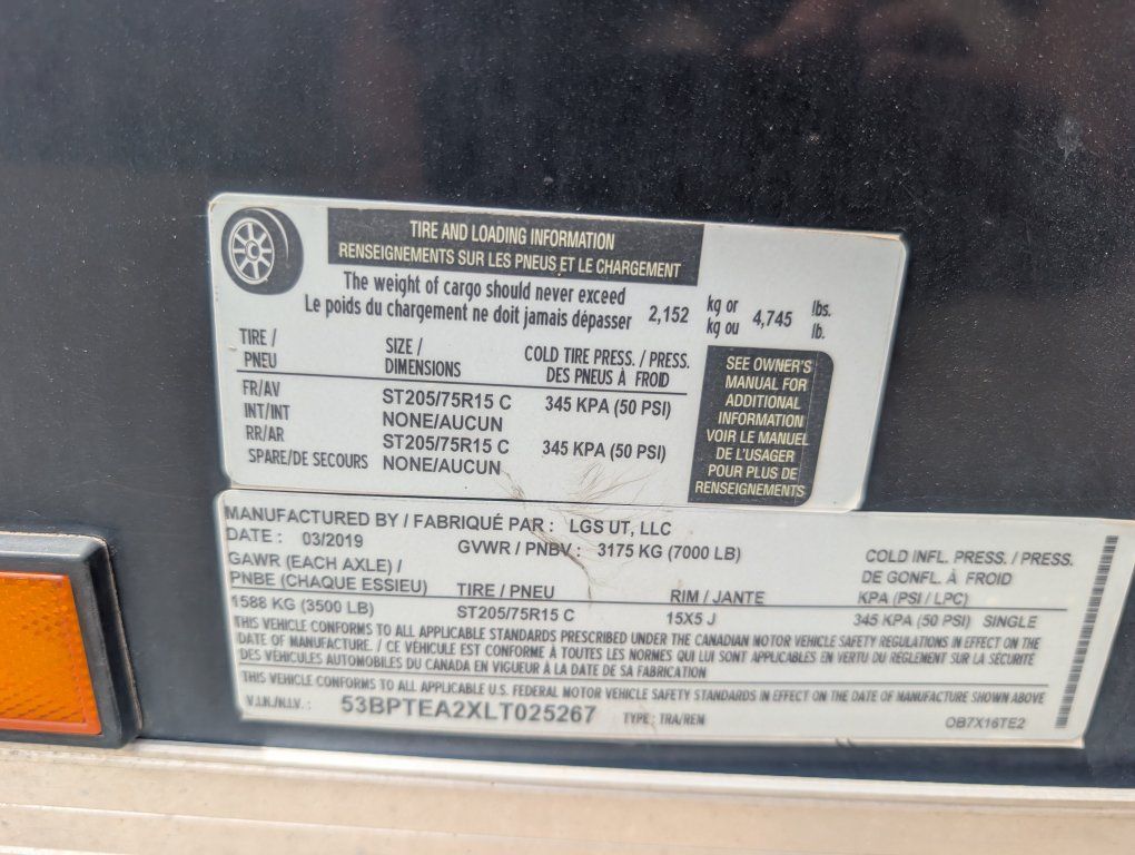 2019 Pace 7 by 16 cargo trailer