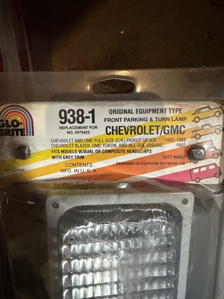 88-92 Chevy,  GMC  Turn Signal Parking Lens