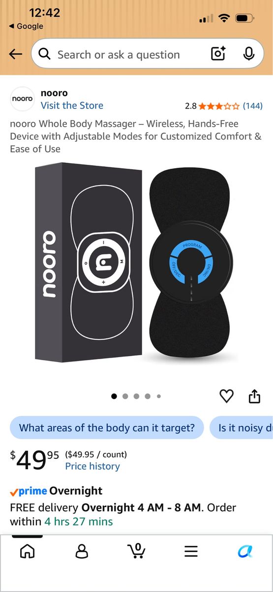 Nooro Whole Body Massager - Wireless, Hands-Free Device with Adjustable Modes