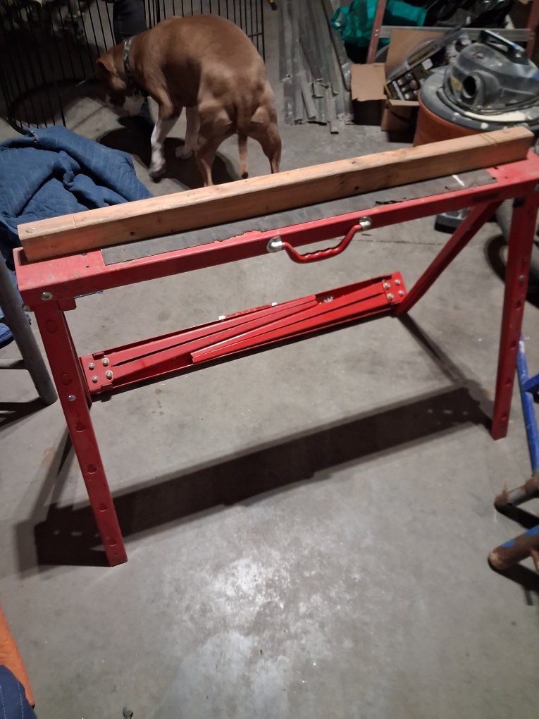 TOMAX Red Folding Sawhorse Pair - Portable, Heavy-Duty Work Support for DIY & Construction