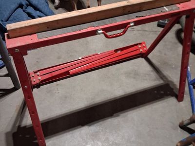 TOMAX Red Folding Sawhorse Pair - Portable, Heavy-Duty Work Support for DIY & Construction