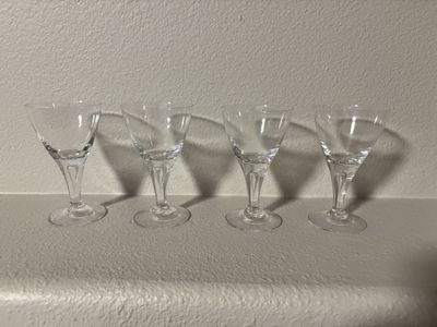 Four Small Wine Glasses From England