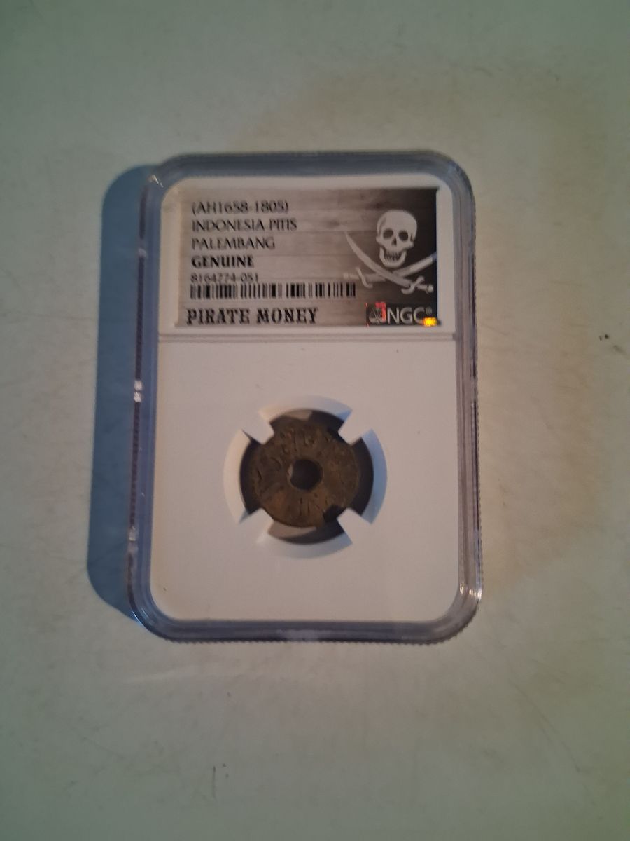 NGC Certified (AH1658-1805) Indonesia Pitis Palembang Genuine Pirate Money Slabbed Coin