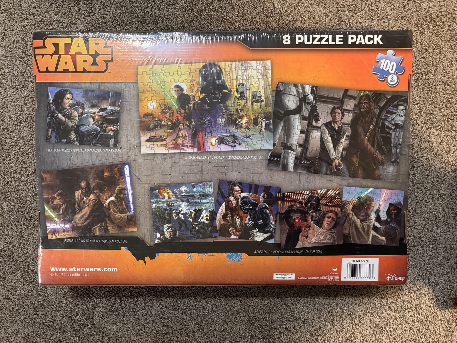 Star Wars 8 Puzzle Pack - 100-Piece Puzzles, New Sealed Disney Collection (Cardinal)