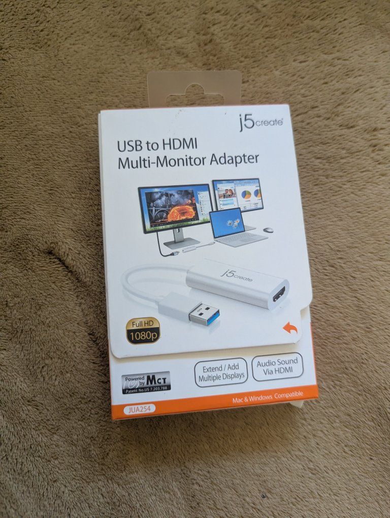 j5create JUA254 USB to HDMI Multi-Monitor Adapter, Full HD 1080p, Mac & Windows Compatible
