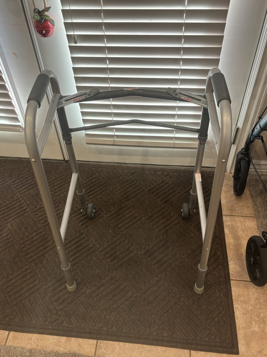 Drive Medical Deluxe Folding Walker with Wheels - Adult Mobility Aid