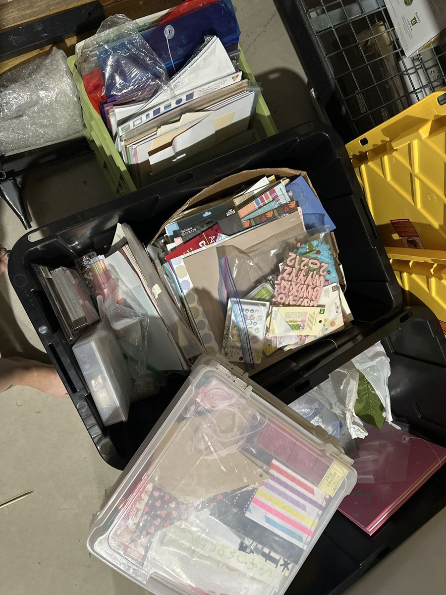 Assorted Scrapbooking & Paper Craft Supplies Lot - Paper, Stickers & Storage